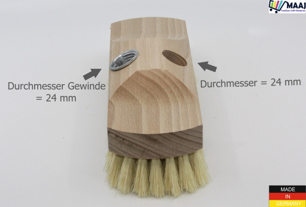 Schrubber aus Holz mit Bart und Gewinde mit Fiber-Bestückung